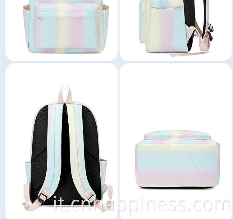 2022 Girls Tie Dye Dye Picnic Bags Set Laptop zaino Baglier bigar Isolata Spegno arcobaleno arcobaleno arcobaleno per bambino